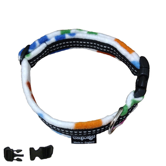 High visibility Quick Release Fleece Collar With Paw Prints