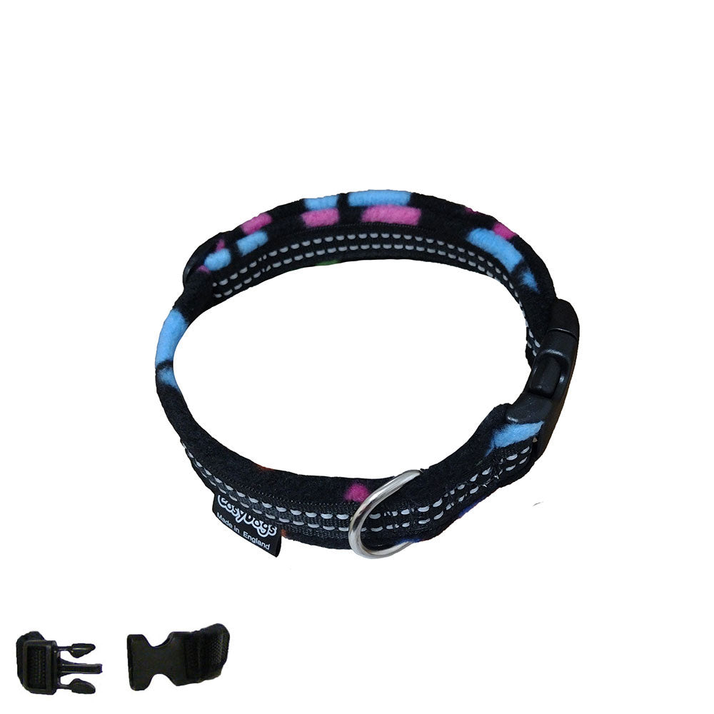 High visibility Quick Release Fleece Collar With Paw Prints