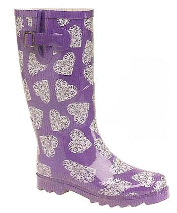 Ladies Wellington Purple and White Hearts : Rada