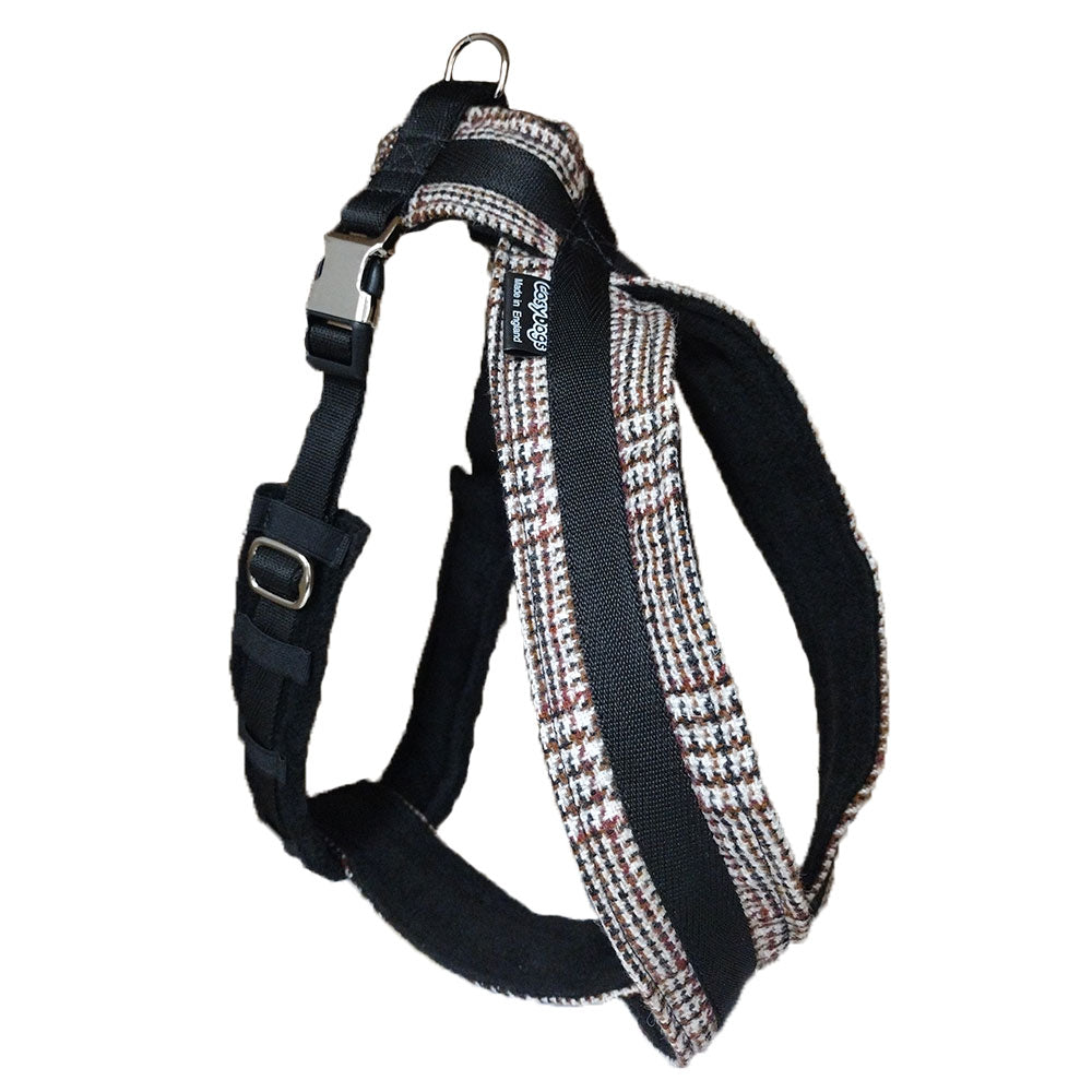Luxury Fleece Lined Tweed Dog Harness : With Chrome Buckle And Slider