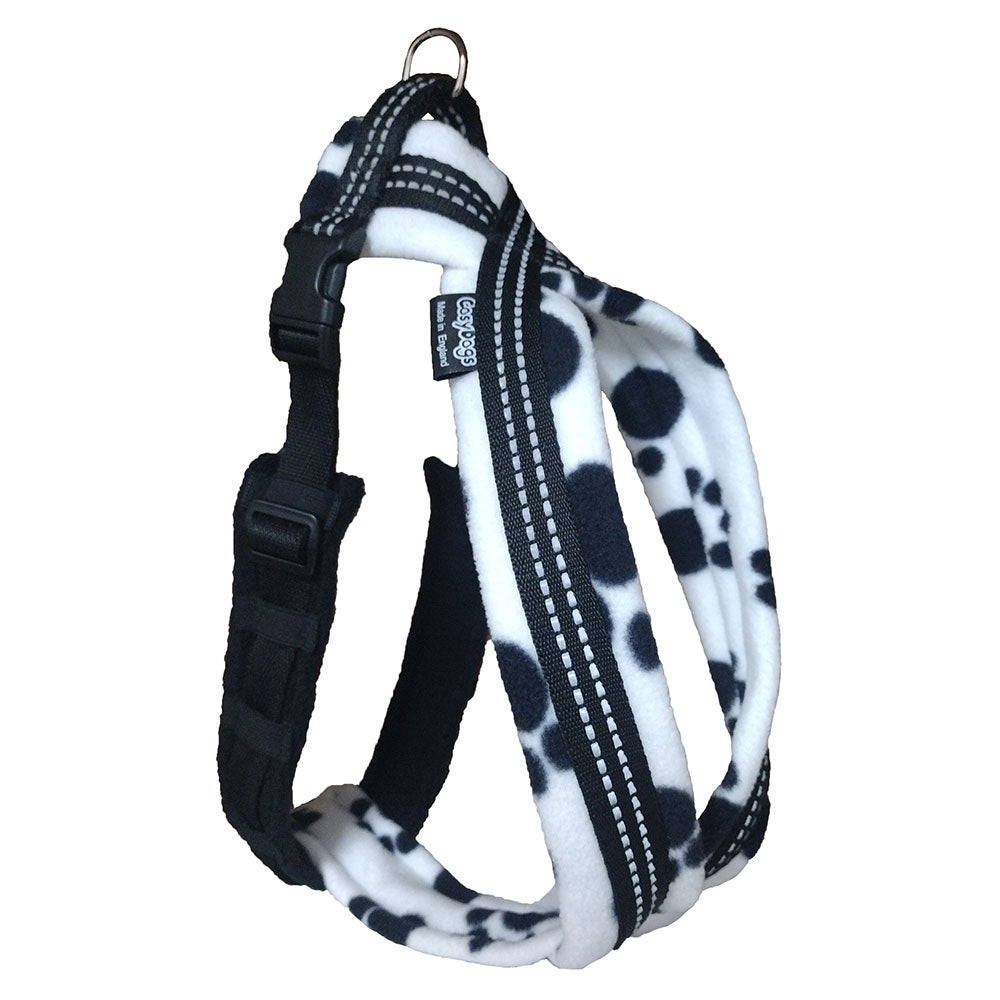 High Visibility Fleece Dog Harness with Paws & Camouflage Pattern: Front Chest Ring Available