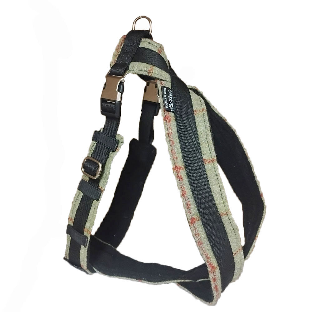 Luxury Fleece Lined Tweed Dog Harness : With Chrome Buckle And Slider