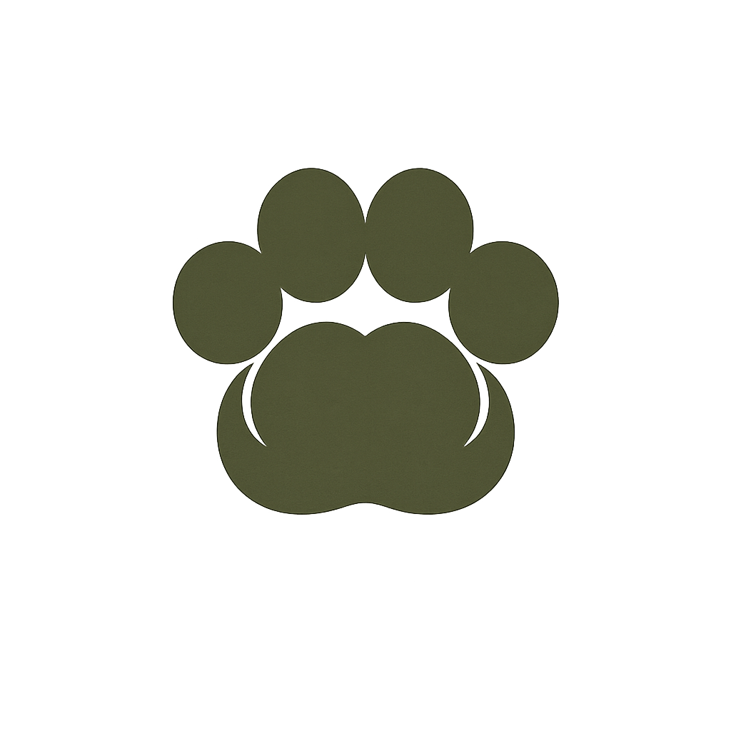 Green paw print icon on a white background