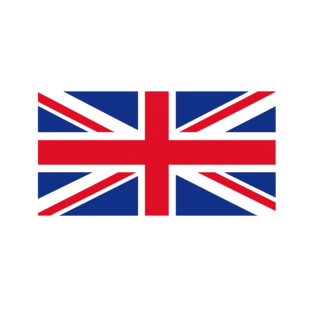 Union Jack flag on a white background