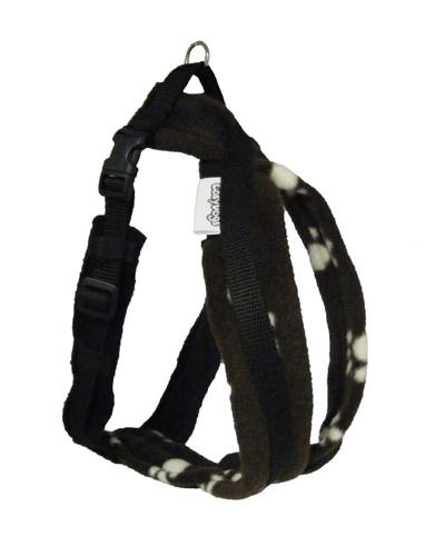 Fleece Dog Harness with Paws & Camouflage Pattern: Front Chest Ring Available