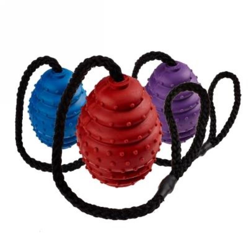 Rubber Pimple Oval Ball With Rope 75mm